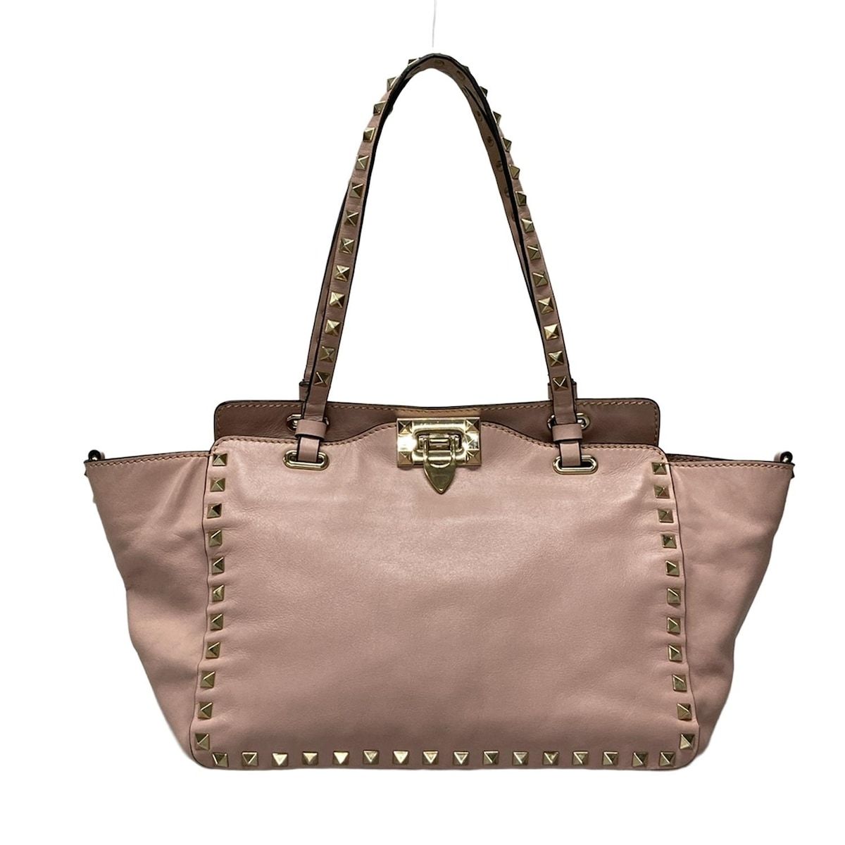 VALENTINOGARAVANI バレンチノガラバーニ トートバッグ ロックスタッズスモールバッグ ピンク 赤タグ レザー