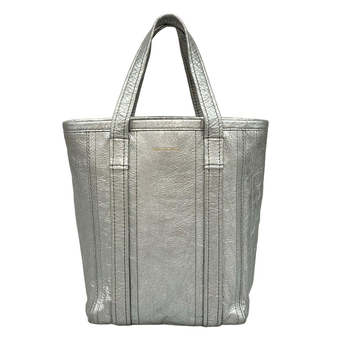 BALENCIAGA バレンシアガ トートバッグ バルベス スモール ショッパー 672983 シルバー レザー