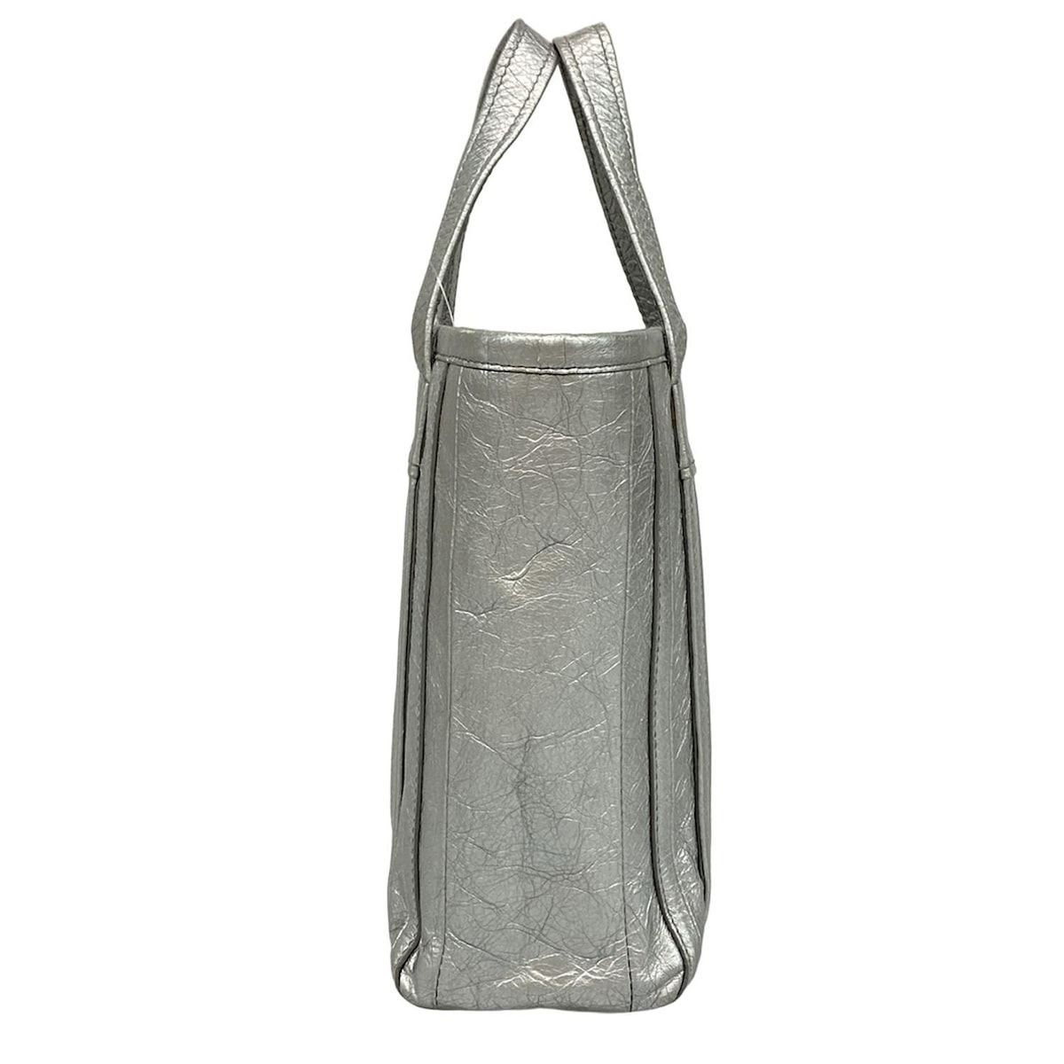 BALENCIAGA バレンシアガ トートバッグ バルベス スモール ショッパー 672983 シルバー レザー