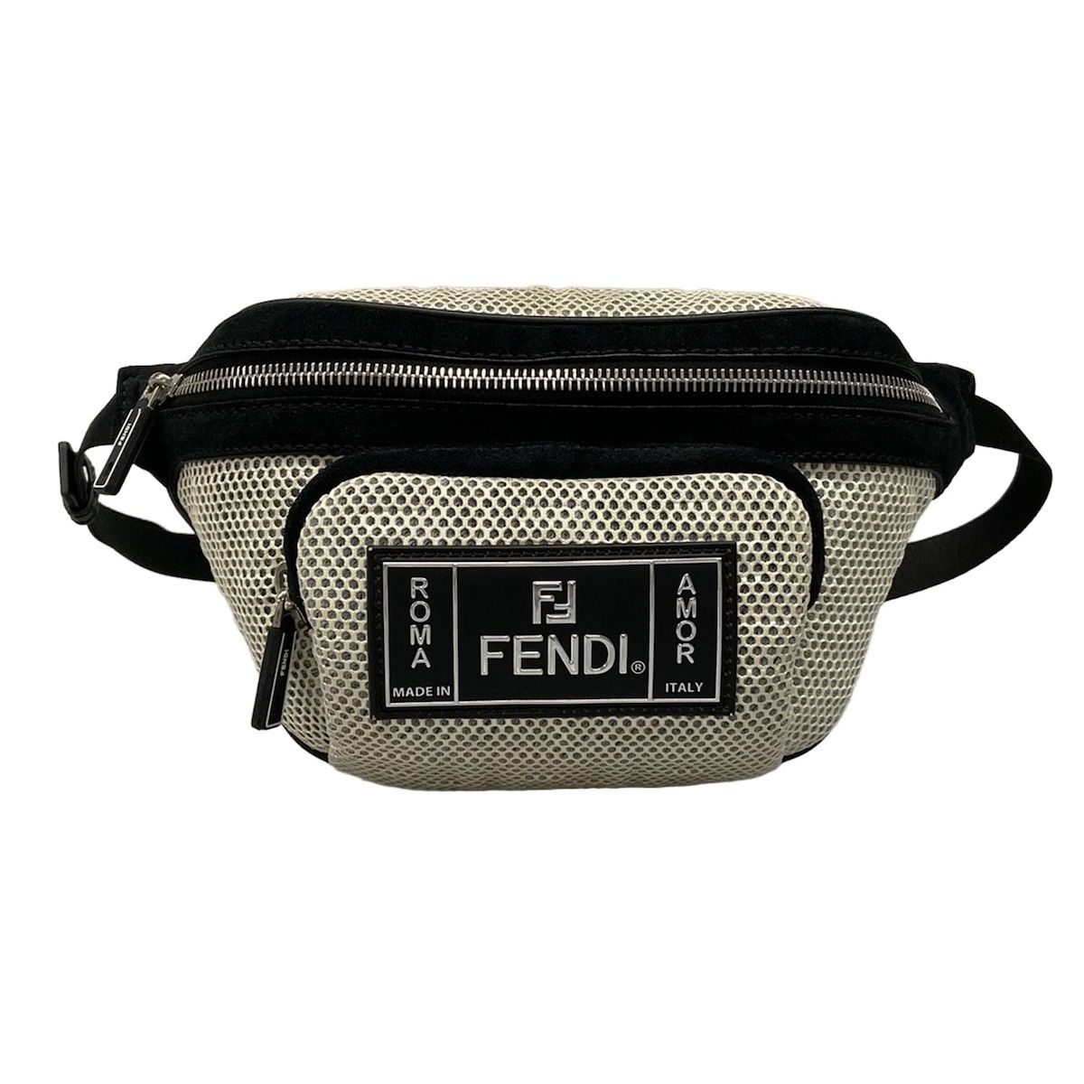 FENDI フェンディ ウエストポーチ - 7VA446 アイボリー×ライトグレー×黒 ロゴ