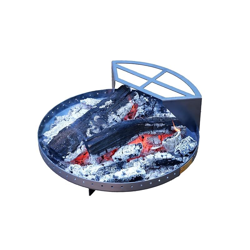 Dekitech 職人手作り 焚火台用パーツ 3～4人用 黒革鉄板 国産 焚火調理 カスタム グルキャン 重厚感 無骨 大型 焚火台 直径45 大きい 大人数 キャンプ アウトドア camp 炎満 五徳 ロストル 炎満五徳 0