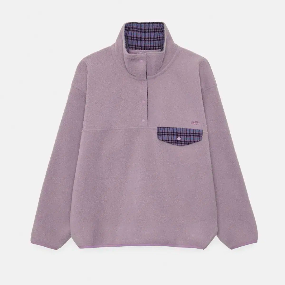 エンゾーブルース レトロ スナップ フリース アノラック ラベンダー
