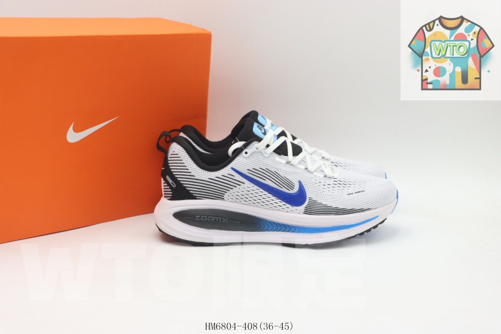  WTO通販 Nike ナイキ ランニングシューズ HM 6804-408 ホワイトブラックブルー-WTO輸入-KZZ 52 スニーカー キッズシューズ