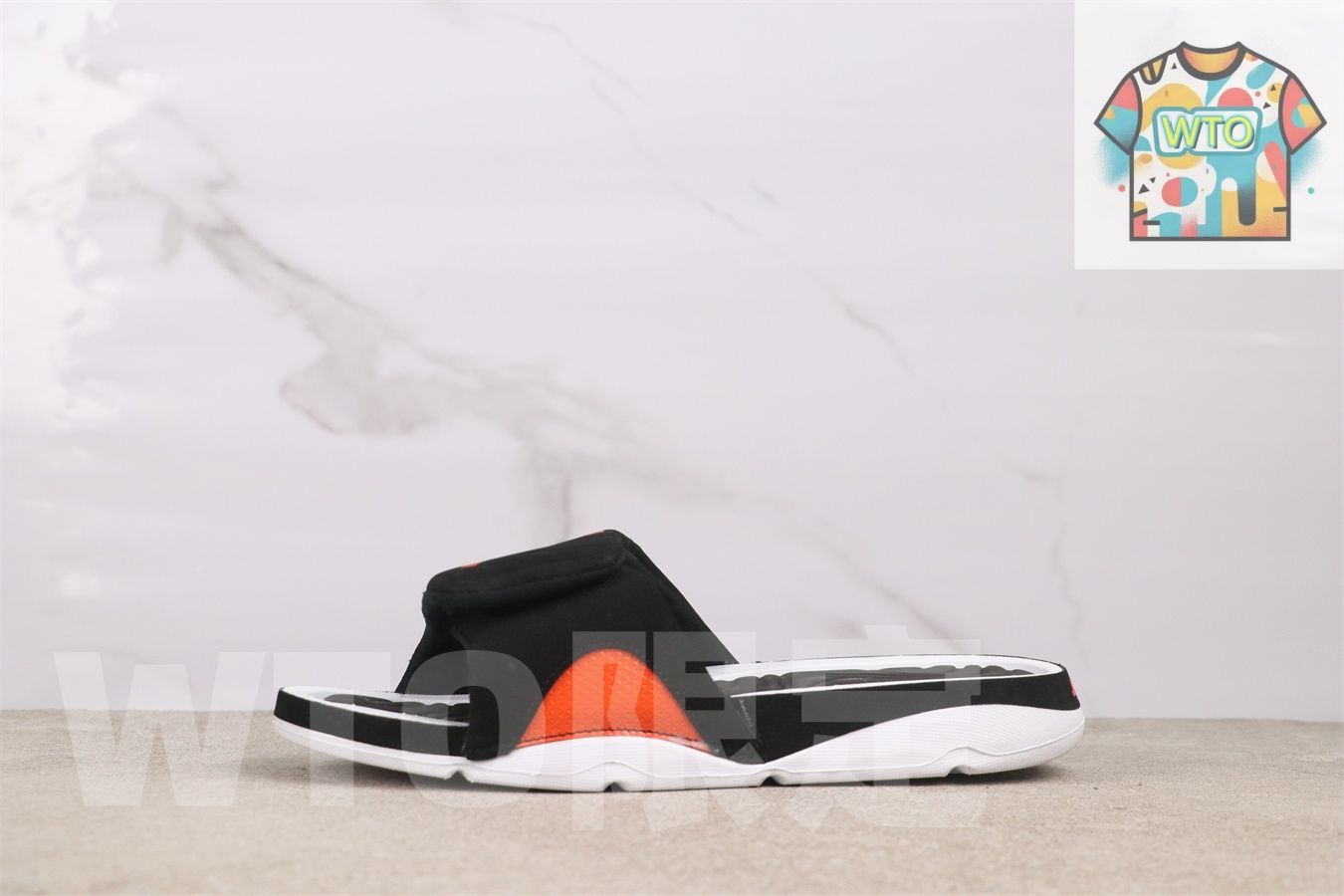 WTO通販 Air Jordan 4 エアジョーダン 代 705163 021 ブラックホワイトオレンジ スリッパ WTO輸入 FIQ 94