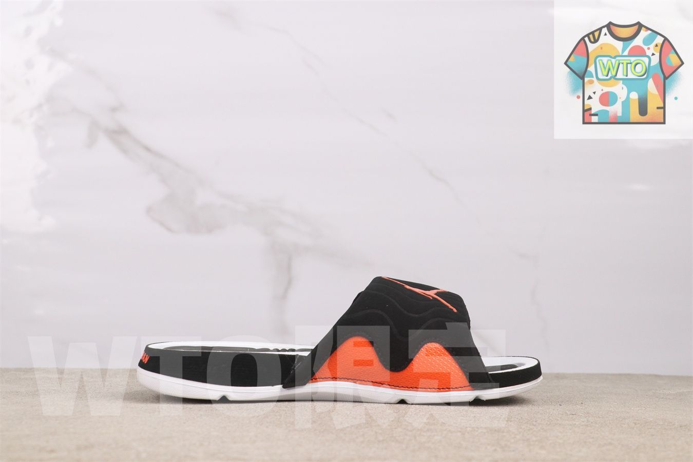WTO通販 Air Jordan 4 エアジョーダン 代 705163-021 ブラックホワイトオレンジ スリッパ-WTO輸入-FIQ 94