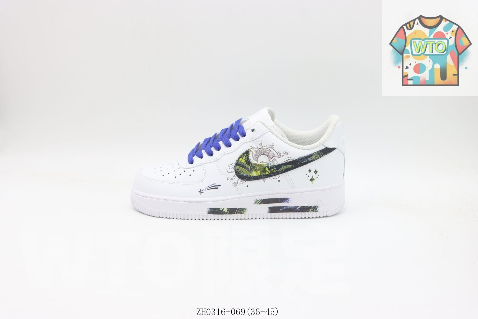 WTO通販 Nike ナイキ スケートシューズ ホワイトブラックブルー ZH 0316-069-WTO輸入-WZU 37