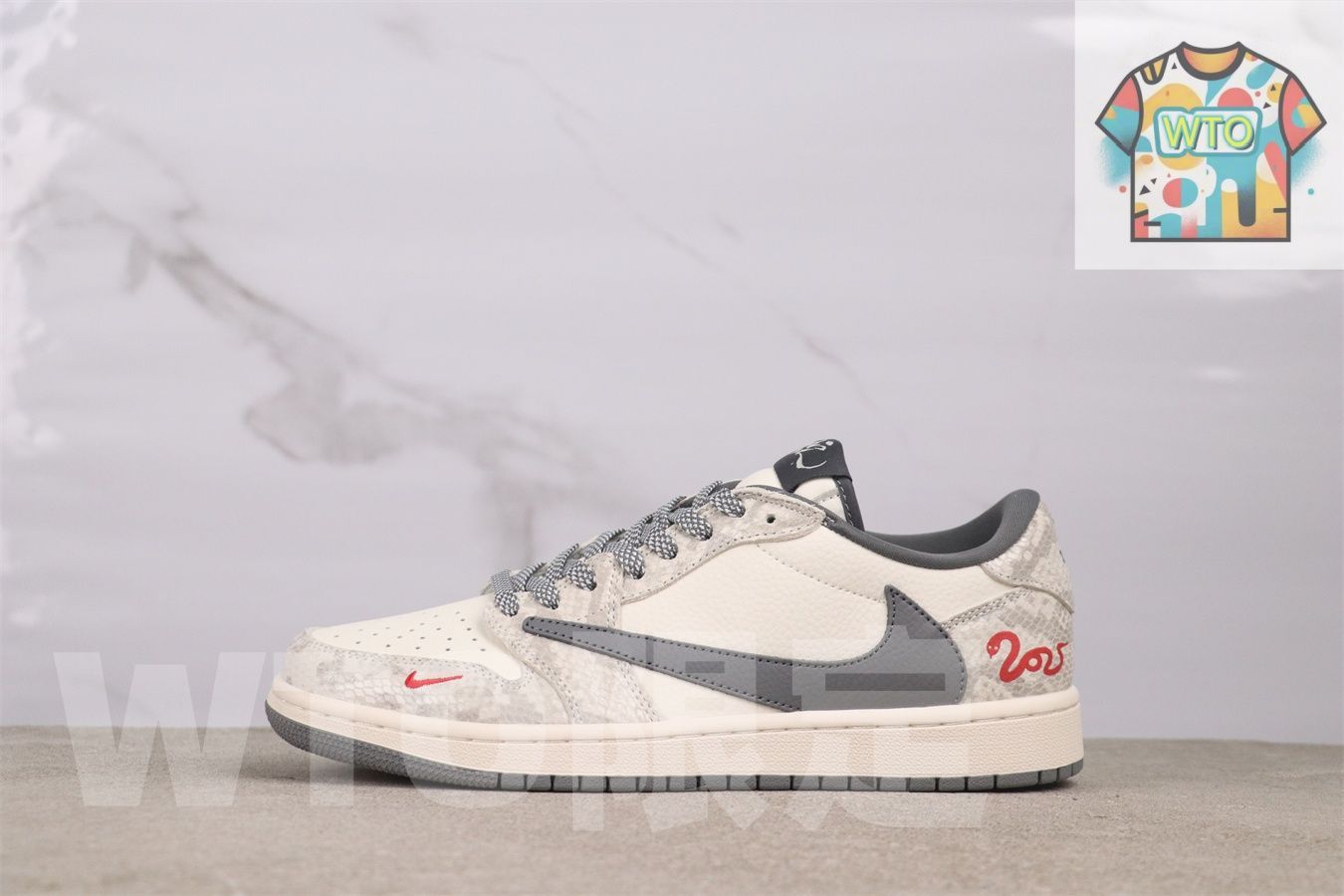 WTO通販 エアジョーダン 1 代 ロートップ XS 3086-009 巳年 グレー-WTO輸入-POT 85