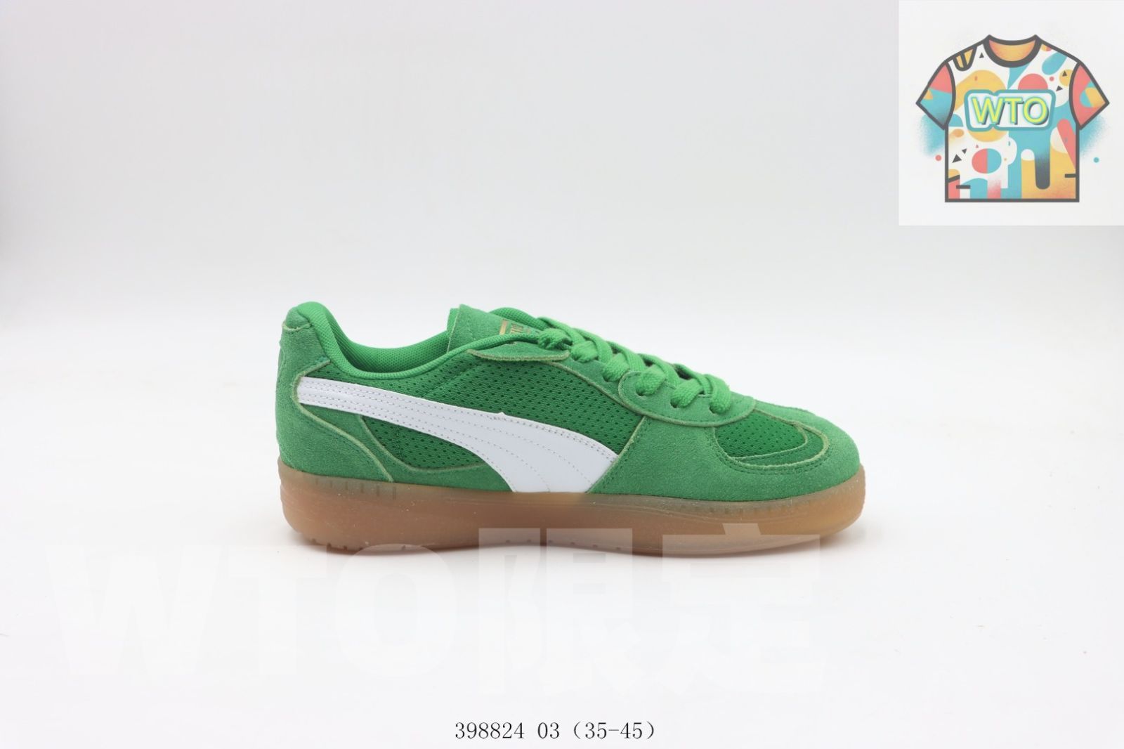 今日 プーマのスケートシューズ 白と緑 398824 03-WTO輸入2