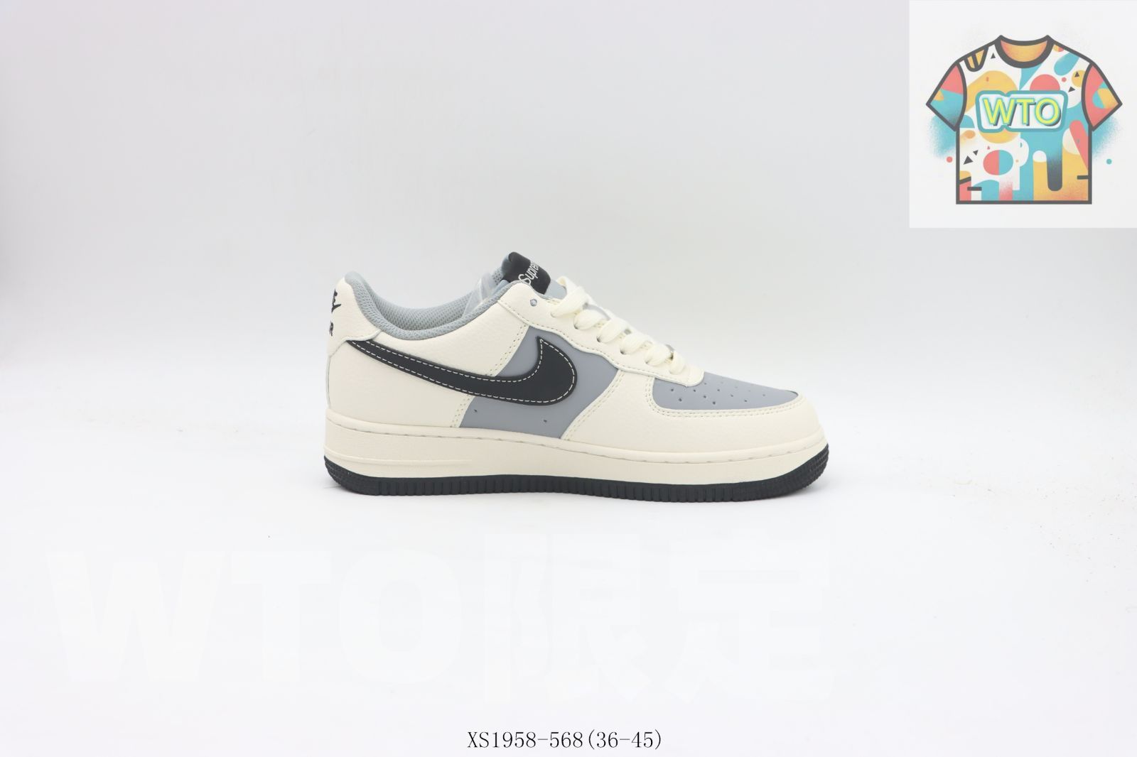 WTO通販 ナイキ Nike スケートシューズ XS 1958-568 ホワイト グレー ブラック-WTO輸入-VCN 95