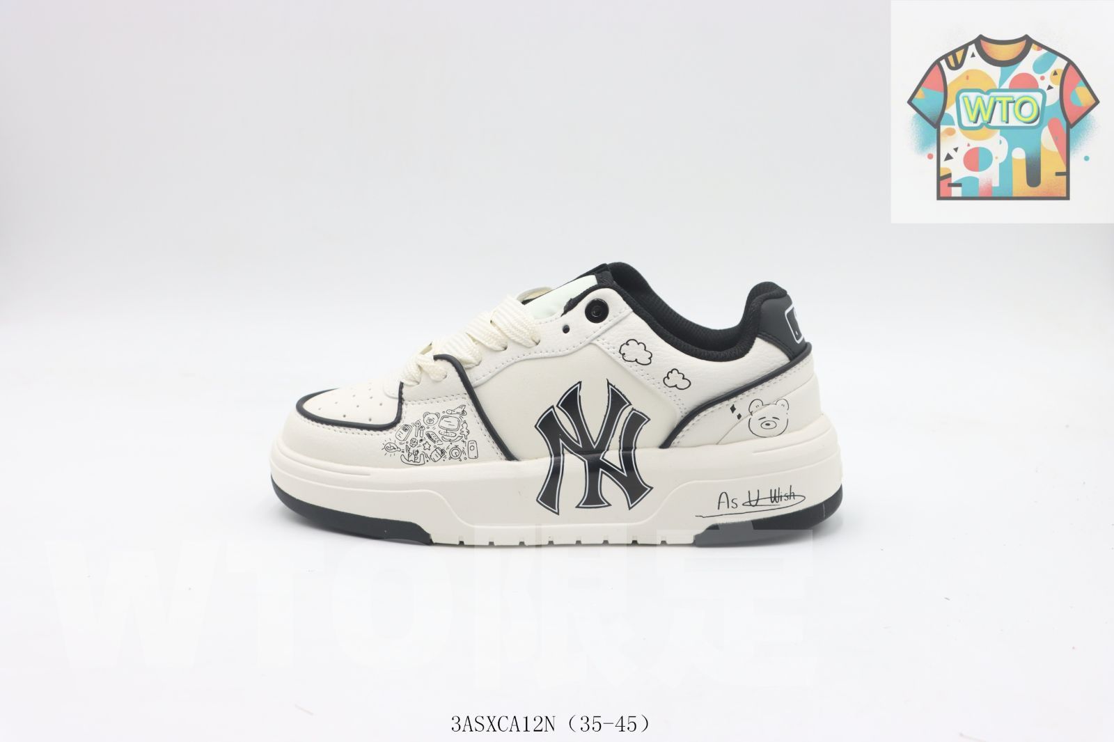 WTO通販 MLB NY のダッドシューズ 白黒 WTO輸入 OSX 69