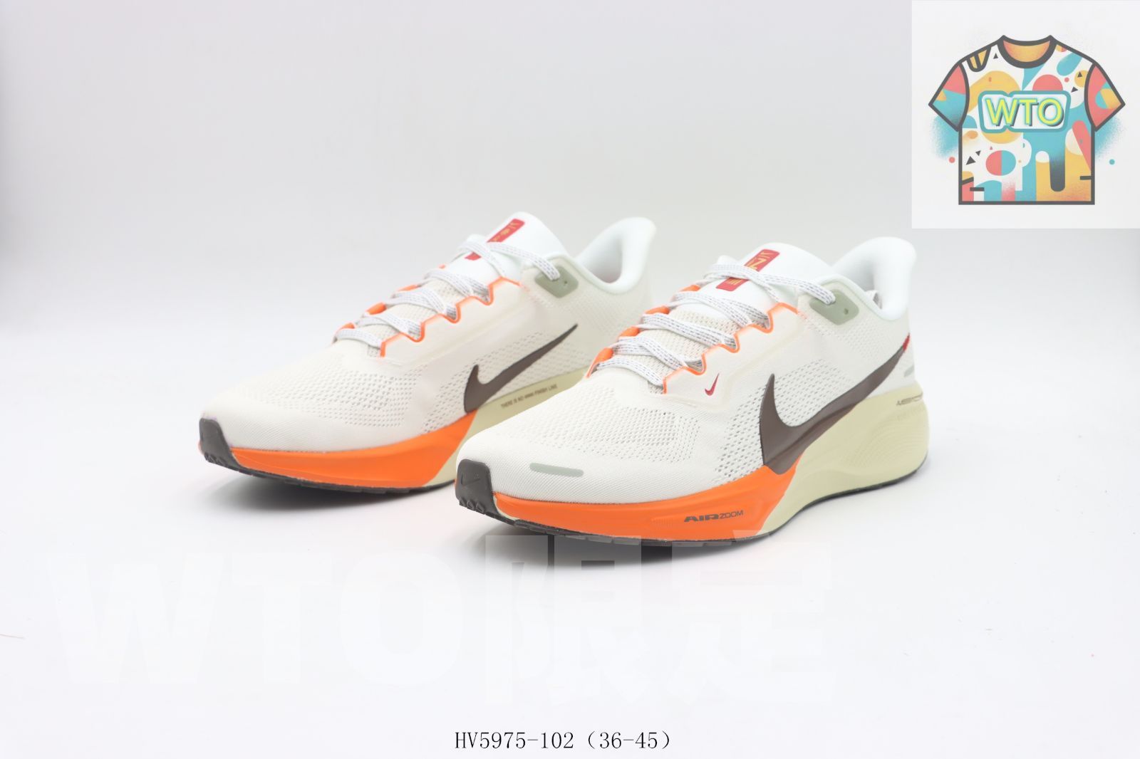  WTO通販 ナイキのランニングシューズ 白と茶色 ブラウン とオレンジ HV 5975 - 1020-WTO輸入-OYR 24 スニーカー 靴
