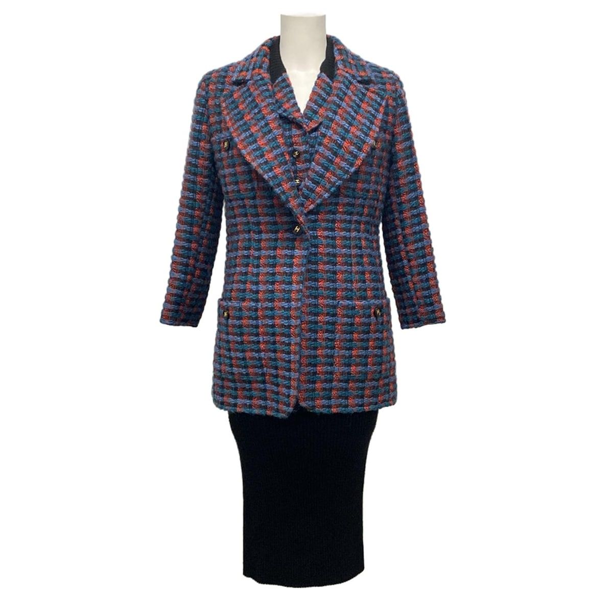 CHANEL シャネル ワンピースセットアップ サイズ40 M レディース - PO5880 黒×ライトブルー×マルチ ツイード ウール