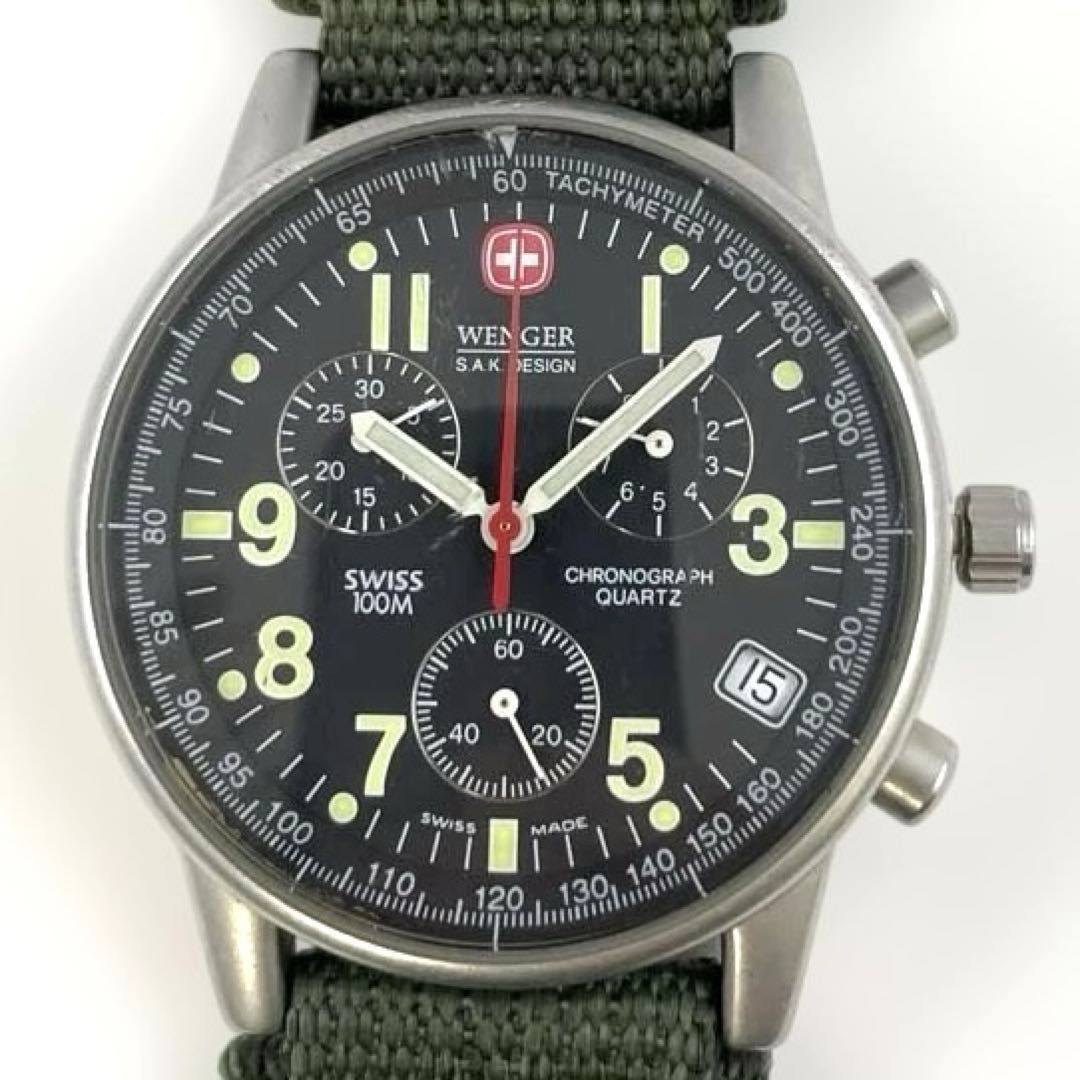 ジャンク】WENGER コマンドクロノグラフ 536.0765 S.A.Kデザイン 青島