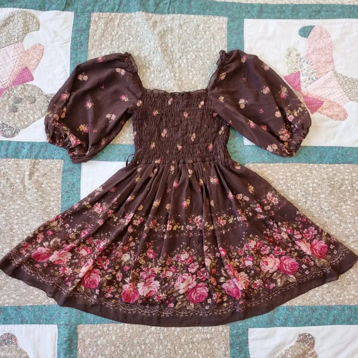  LIZ LISA 15 th Anniversary ローズ フローラル 長袖 七分袖 ミニワンピース