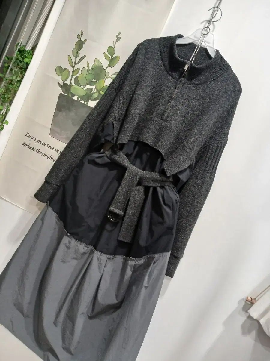 ハンサムシステム ニット ブロック ベルト付き バイ ワンピース55 使用感なし