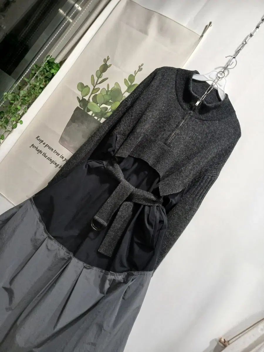 ハンサムシステム ニット ブロック ベルト付き バイ ワンピース55 使用感なし