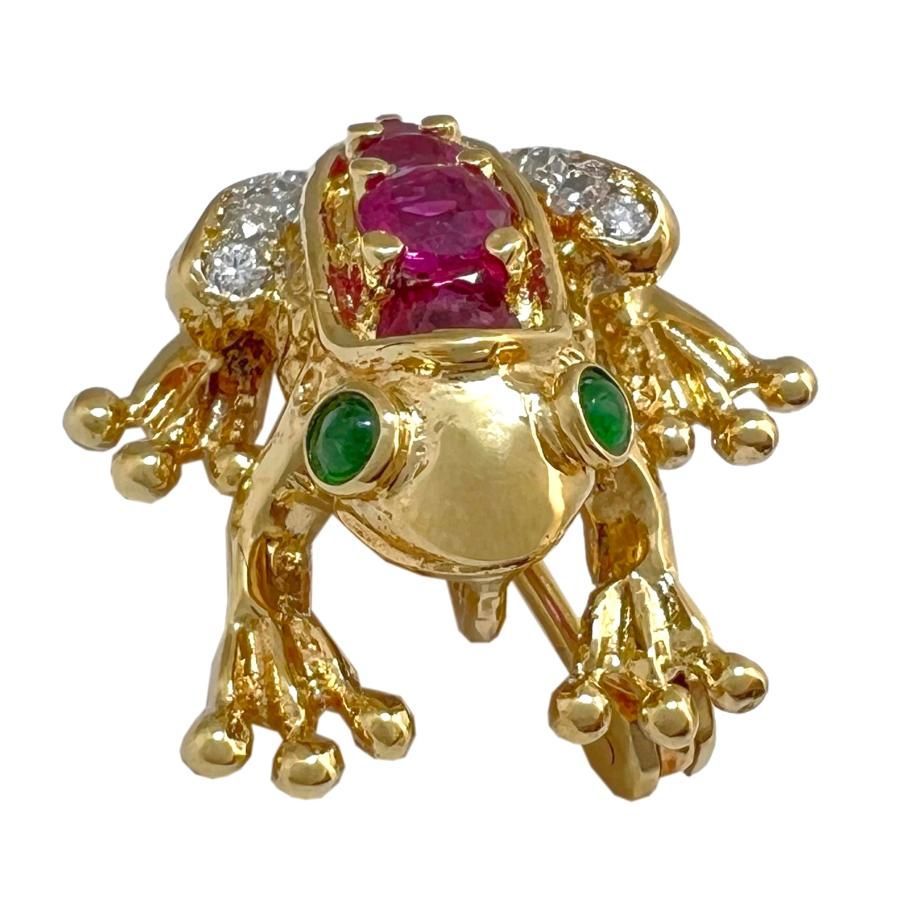 PONTE VECCHIO ポンテヴェキオ ブローチ フロッグ ルビー エメラルド ダイヤ 18K 750 蛙 ヴィンテージ ペンダントトップ