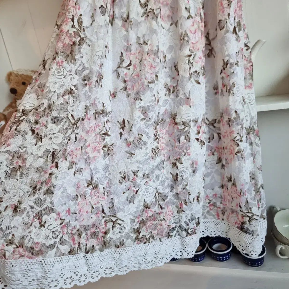  リズリサ LIZ LISA ローズ フローラル レース キャミソール ONE PIECE 長袖 七分袖 ミニワンピース