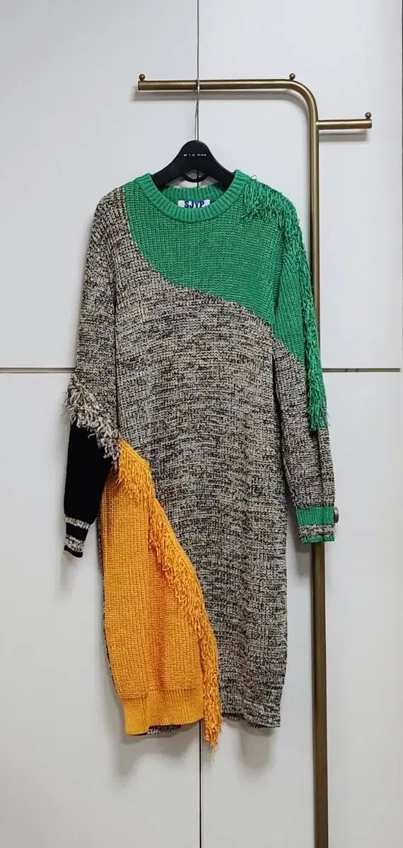 SJYP ブロック タッセル ニット ワンピースS