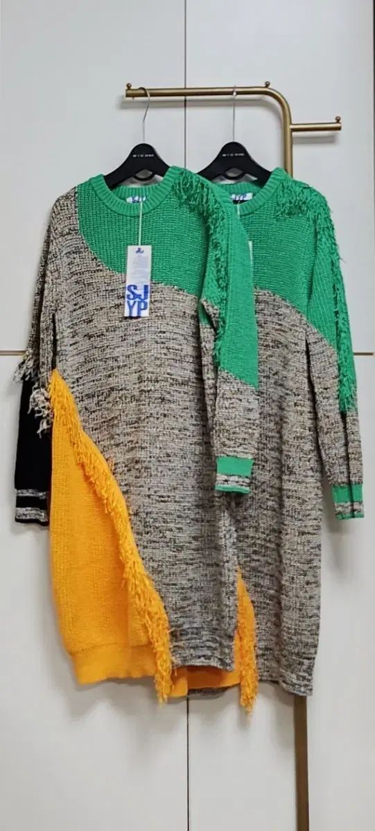 SJYP ブロック タッセル ニット ワンピースS