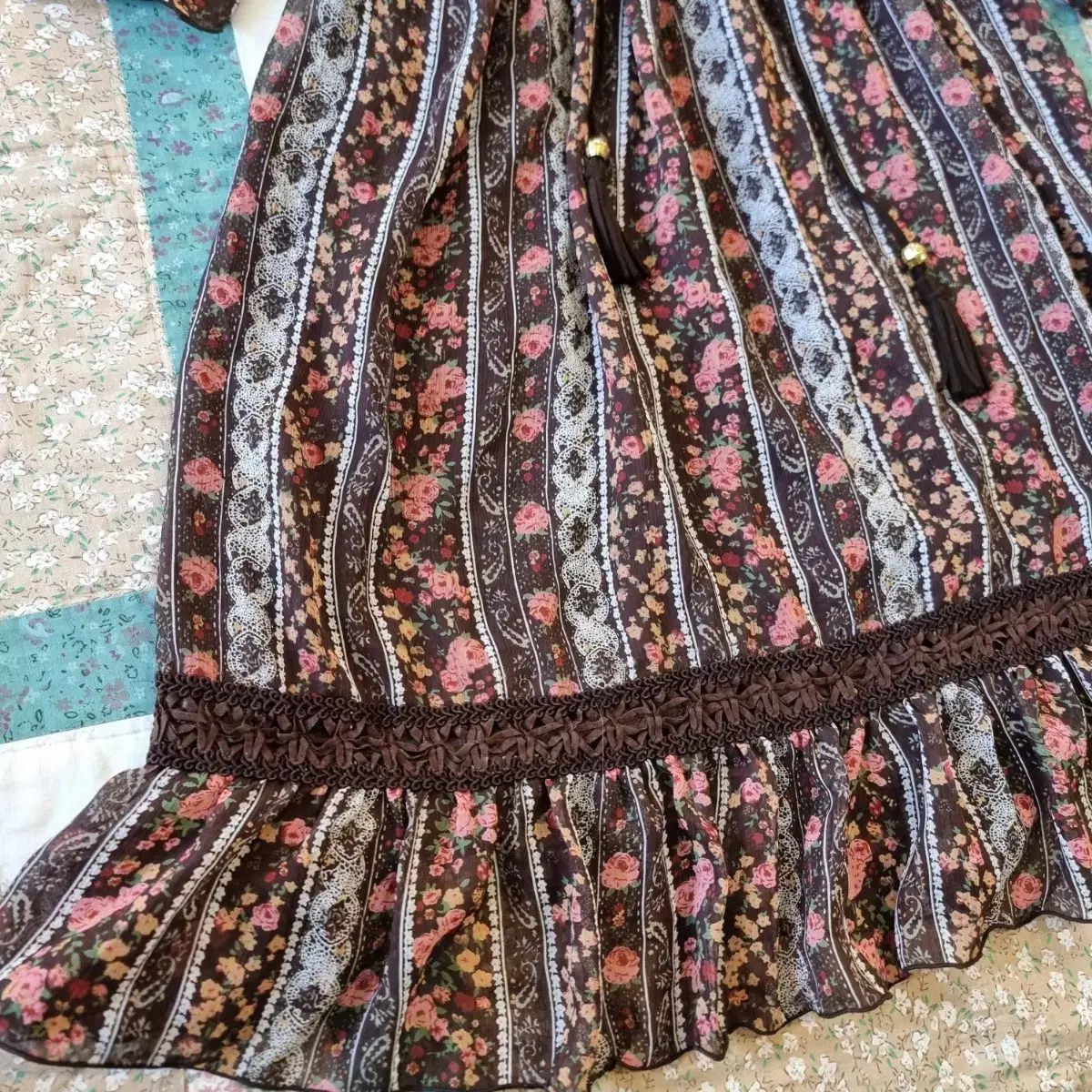  LIZ LISA リズリサ ボヘミアン フローラル オフショルダー ワンピース 長袖 七分袖 ミニワンピース