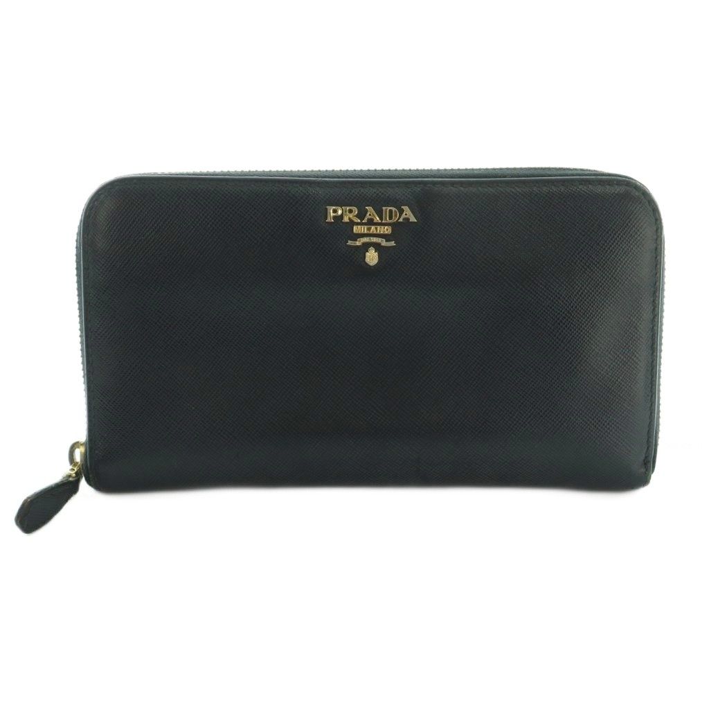 プラダ PRADA 長財布 ラウンドファスナー 小銭入れ レザー ロゴ ブラック 黒 ブラック MI GY49