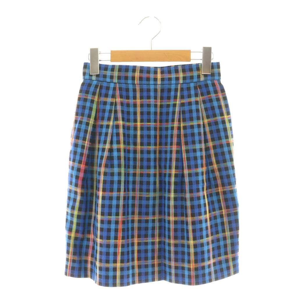 イヴサンローラン YVES SAINT LAURENT ヴィンテージ タイトスカート チェックスカート ミニ S マルチ DF GY 53