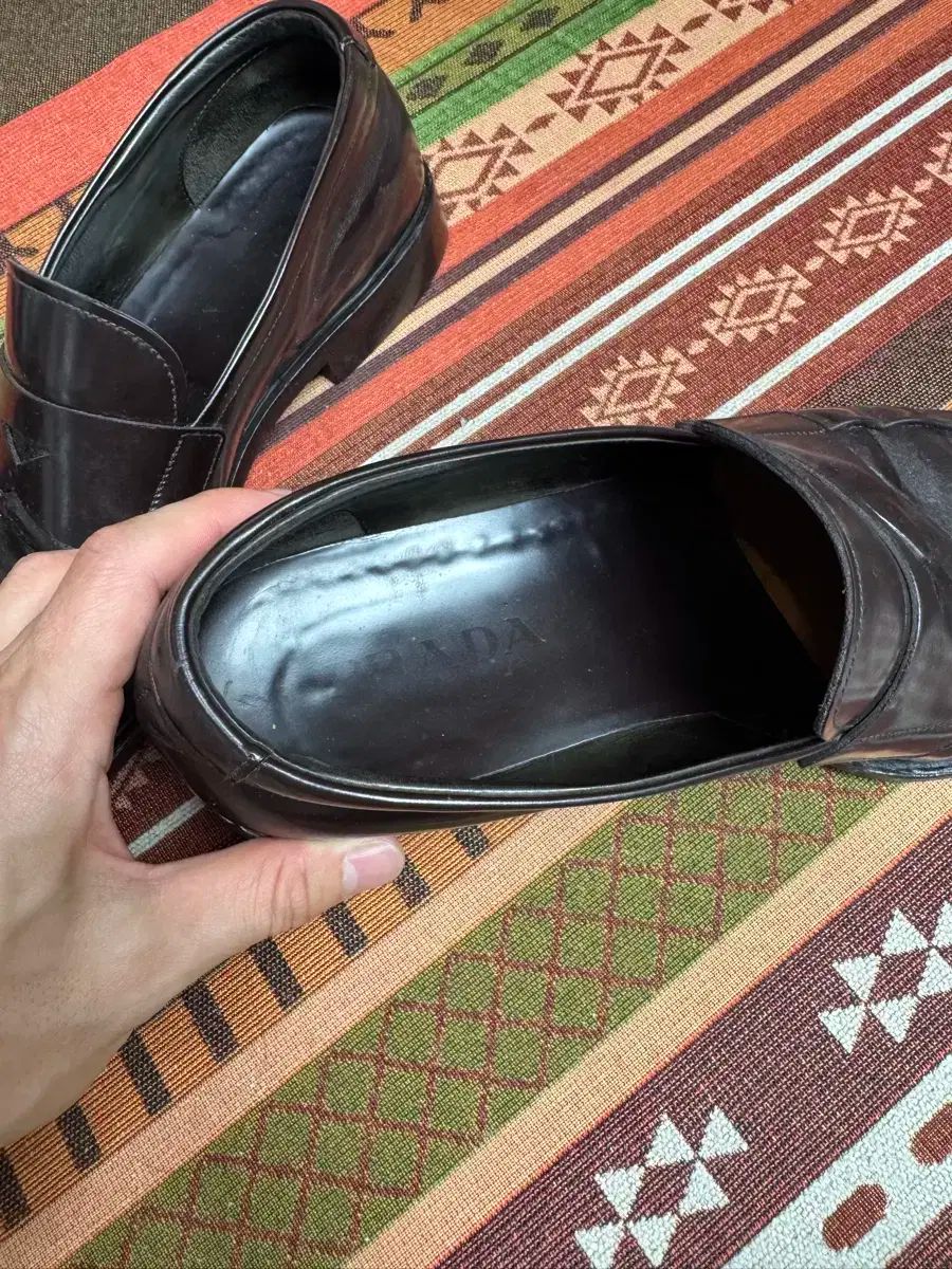 PRADA プラダ スクエアトゥ ジーンブラウン ペニー ローファー