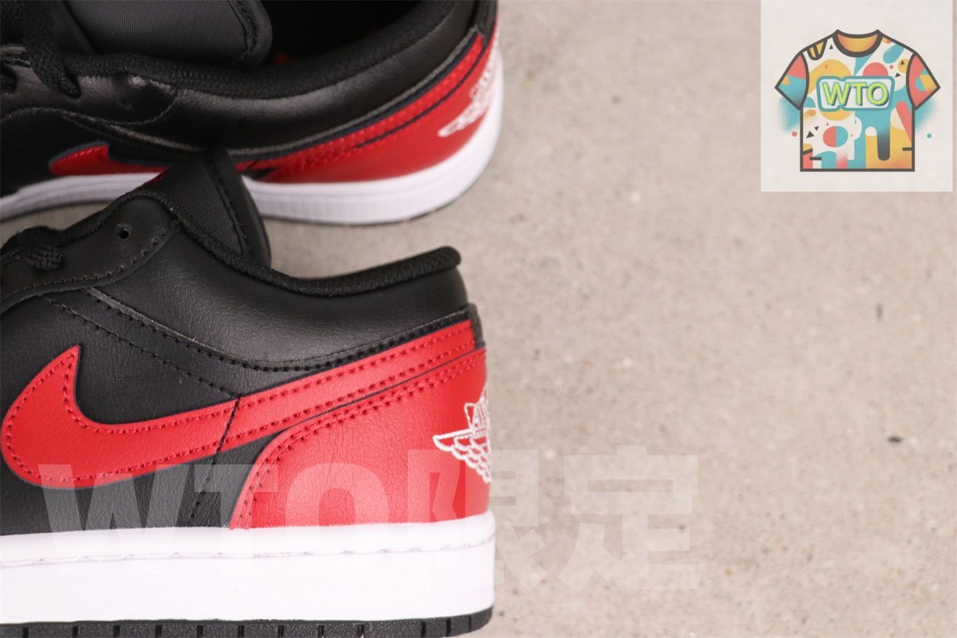 WTO通販 Jordan 553558-067 ジョーダン 1 ローカット ブラックレッドBlack Red-WTO輸入-OXO 47 総柄デザイン スニーカー 