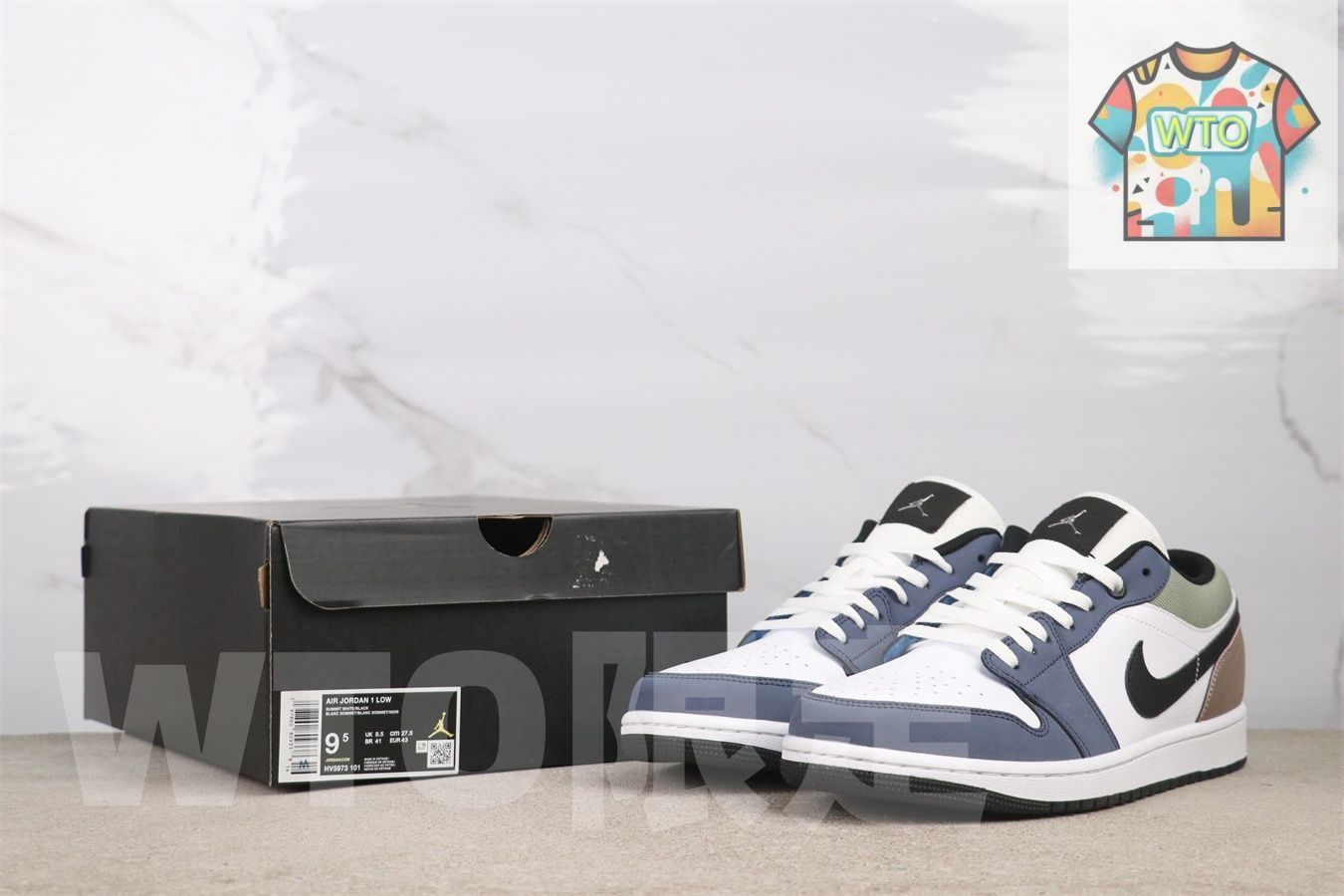  今日 エアジョーダン 1 ローカット HV 5973-101 ホワイトブルー スニーカー キッズシューズ