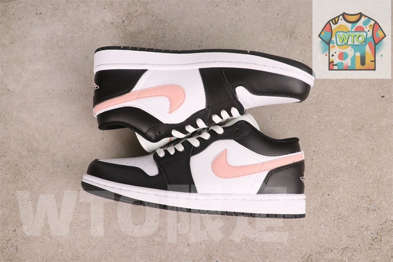  WTO通販 Jordan 553558-165 ジョーダン 1 ローカット ブラック ホワイト ピンク Black White Pink -WTO輸入-IFF 55 スニーカー 靴