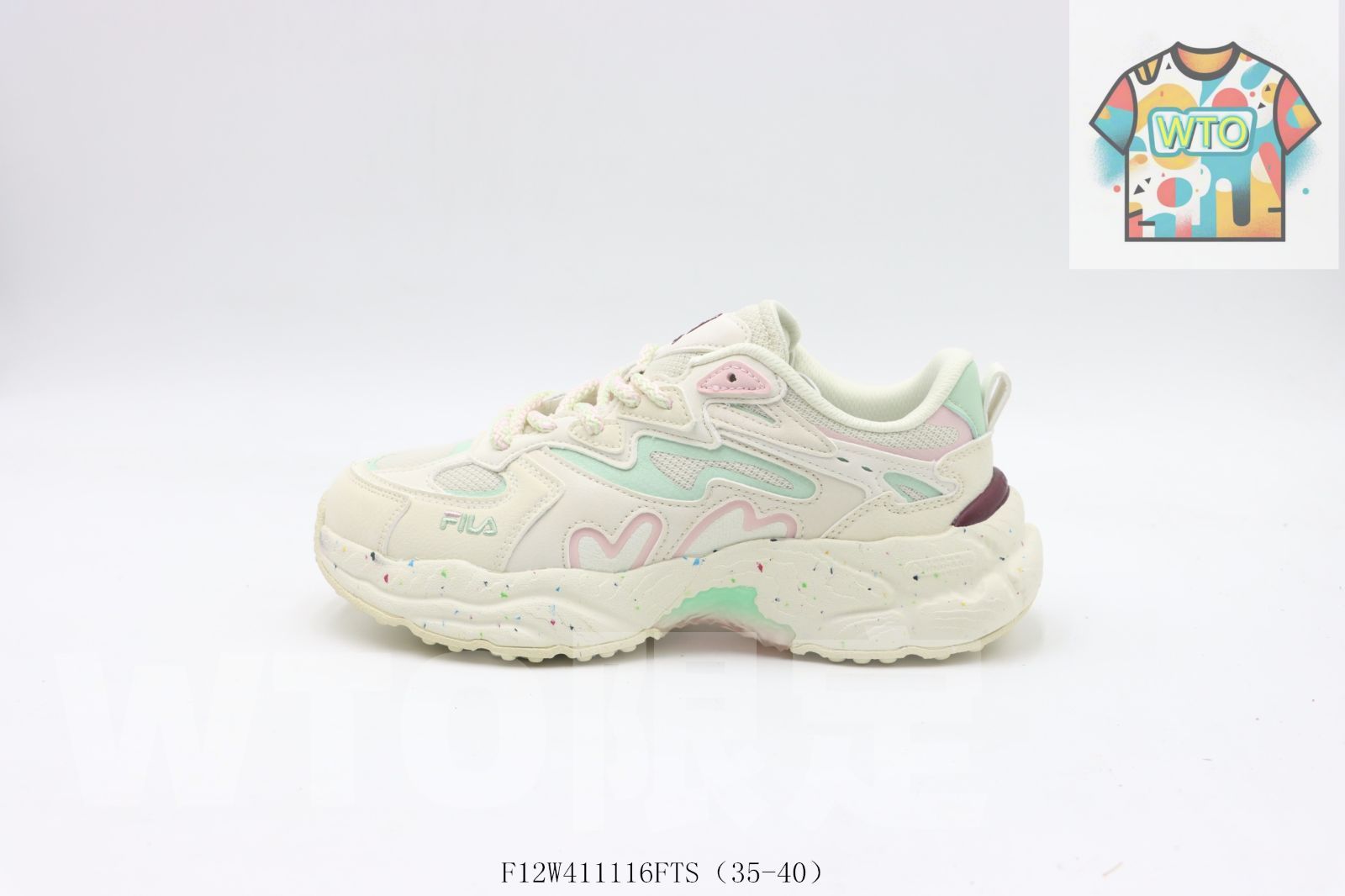 WTO通販 フィラ ダッドシューズ 白青ピンク WTO輸入 YKQ 03