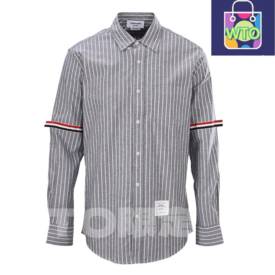 今日 Thom Browne トムブラウン TBダブルリボンシリーズ 綿 縦縞ロングスリーブシャツ スウェットシャツ アウター 秋冬トップス