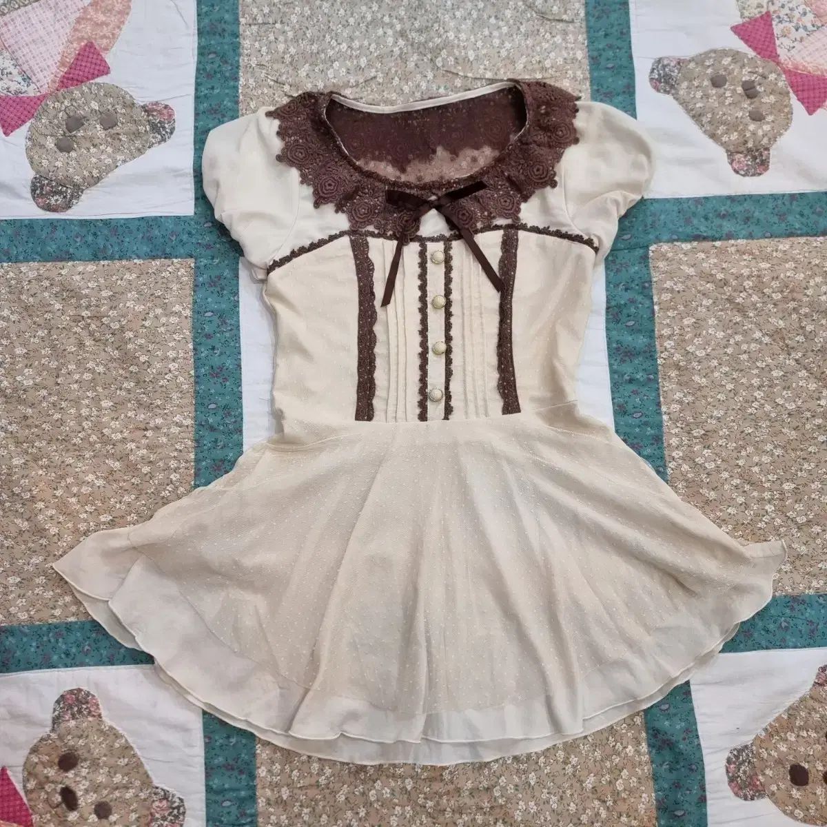 LIZ LISA チョコ レース襟 フ ワンピース