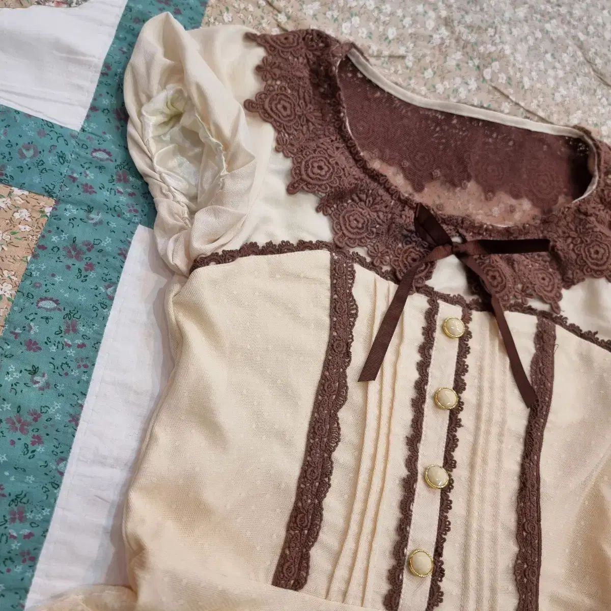  LIZ LISA チョコ レース襟 フ ワンピース 長袖 七分袖 ミニワンピース