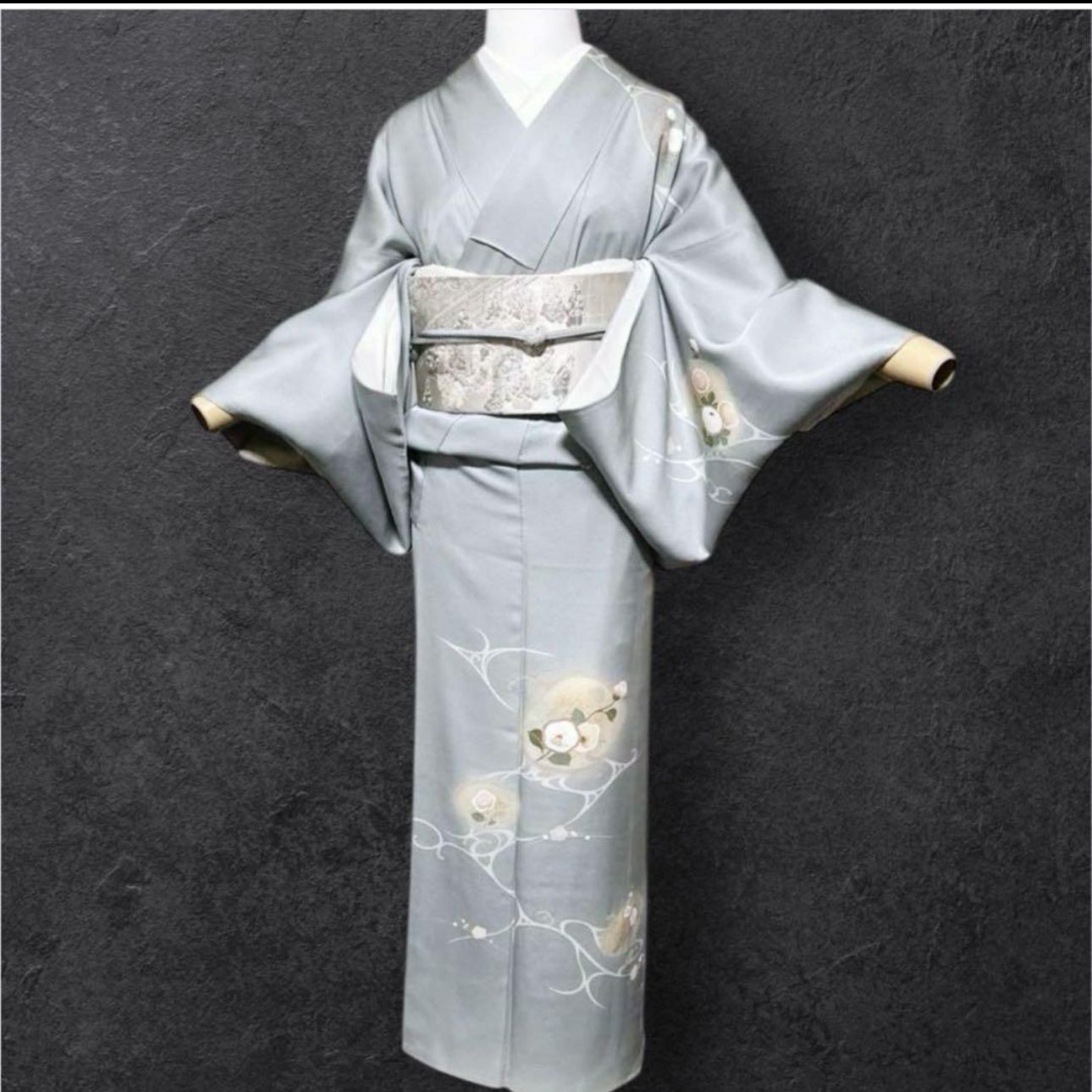 袷 正絹 友禅 金刺繍 訪問着 フルセット Excellent Condition Fully Lined Pure Silk Yuzen Kimono with G Embroidery — Full Formal Set