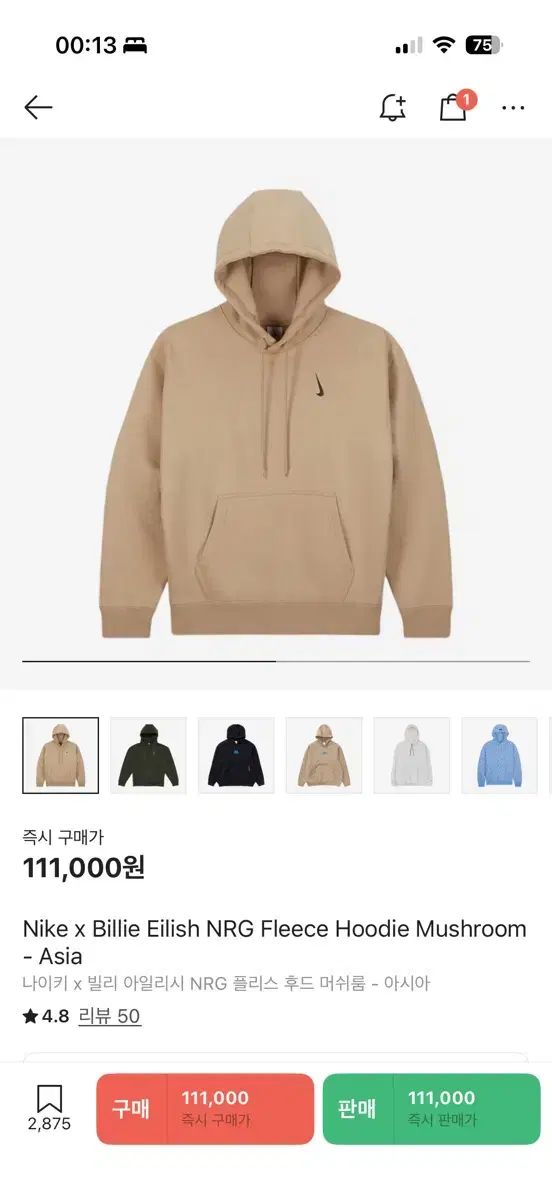 ナイキ x Billie ビリー アイ リッシュ NRG フーディー マッシュルーム