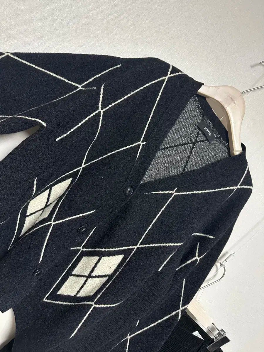 システム21 オーバーサイズ アーガイル カーディガン