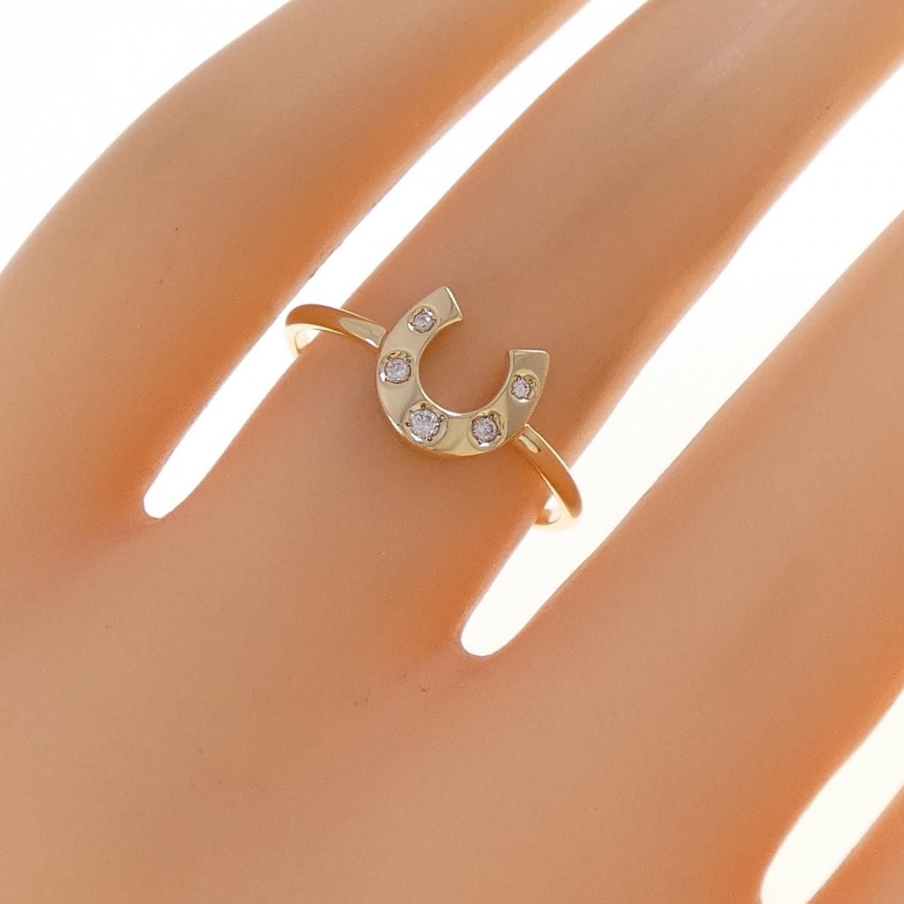 エテ ホースシュー ダイヤモンド リング 0.04CT K18YG ホース