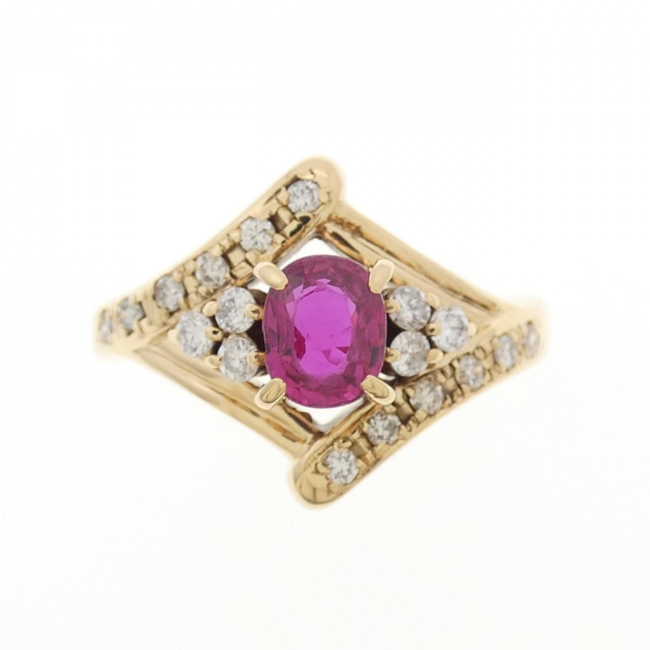 K 18 YG ルビー リング 0.52 CT