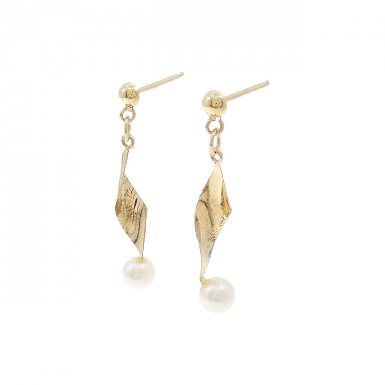 K 18 YG 淡水パール ピアス 4 mm