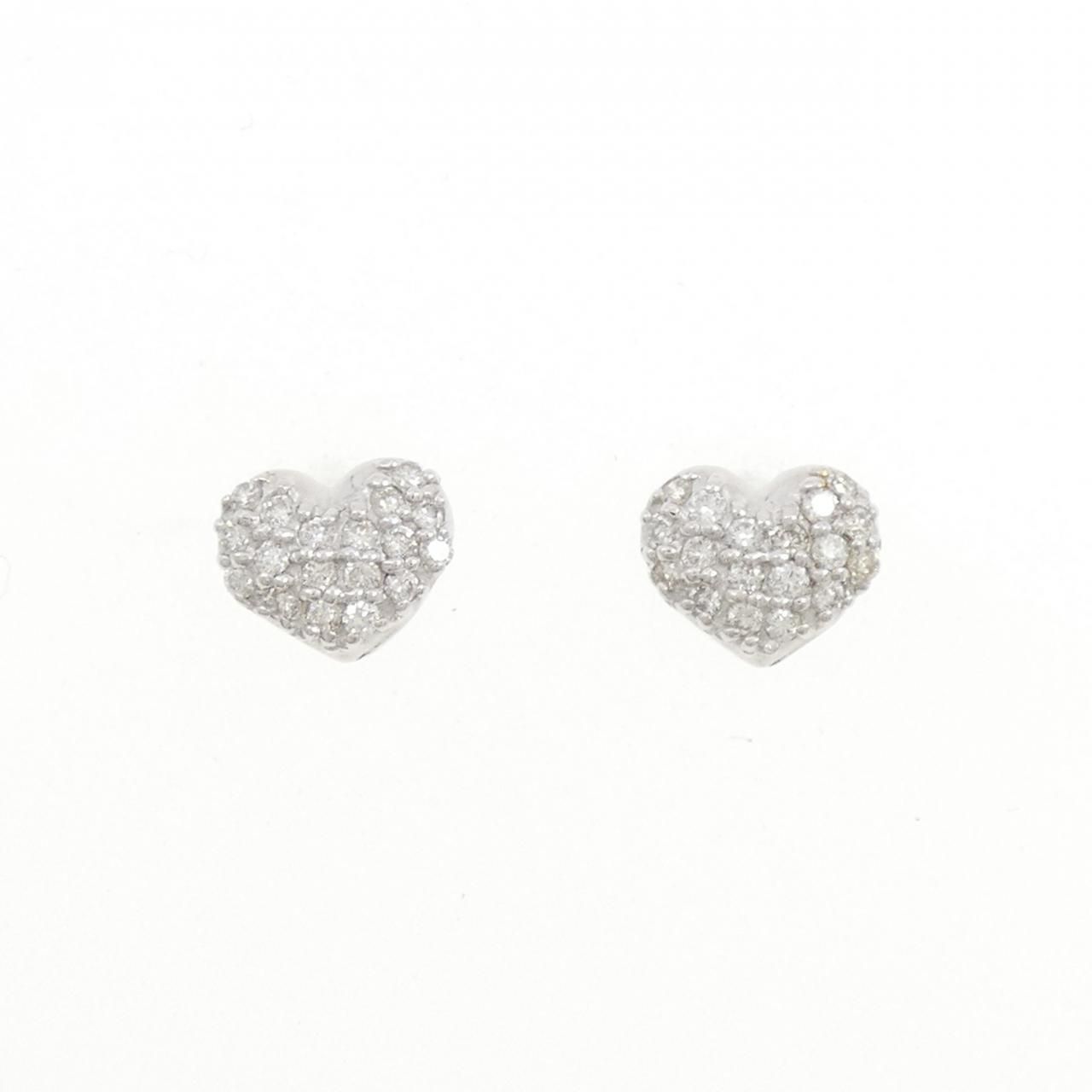 K 18 WG パヴェ ハート ダイヤモンド ピアス 0 30 CT