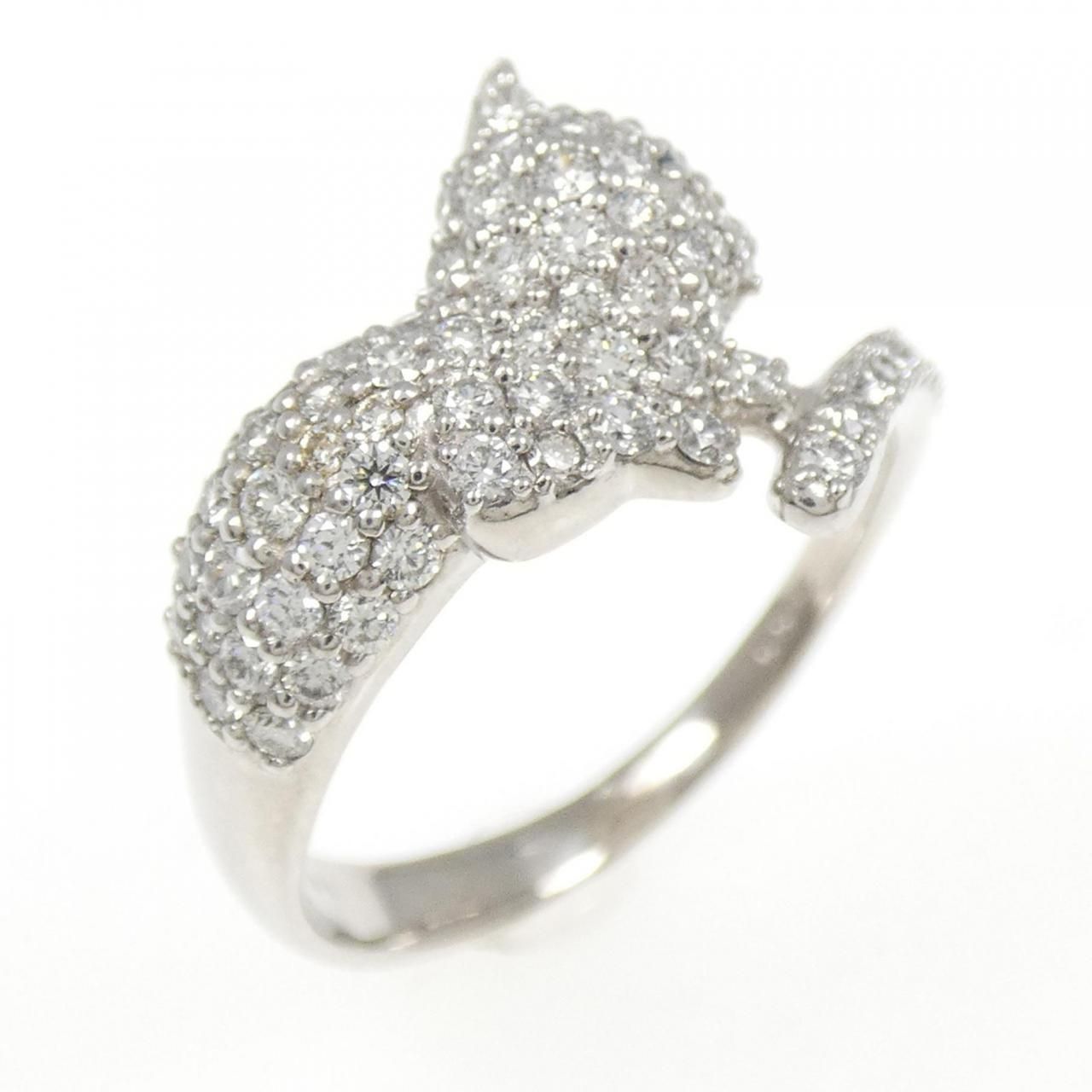 PT950 パヴェ キャット ダイヤモンド リング 0.61CT