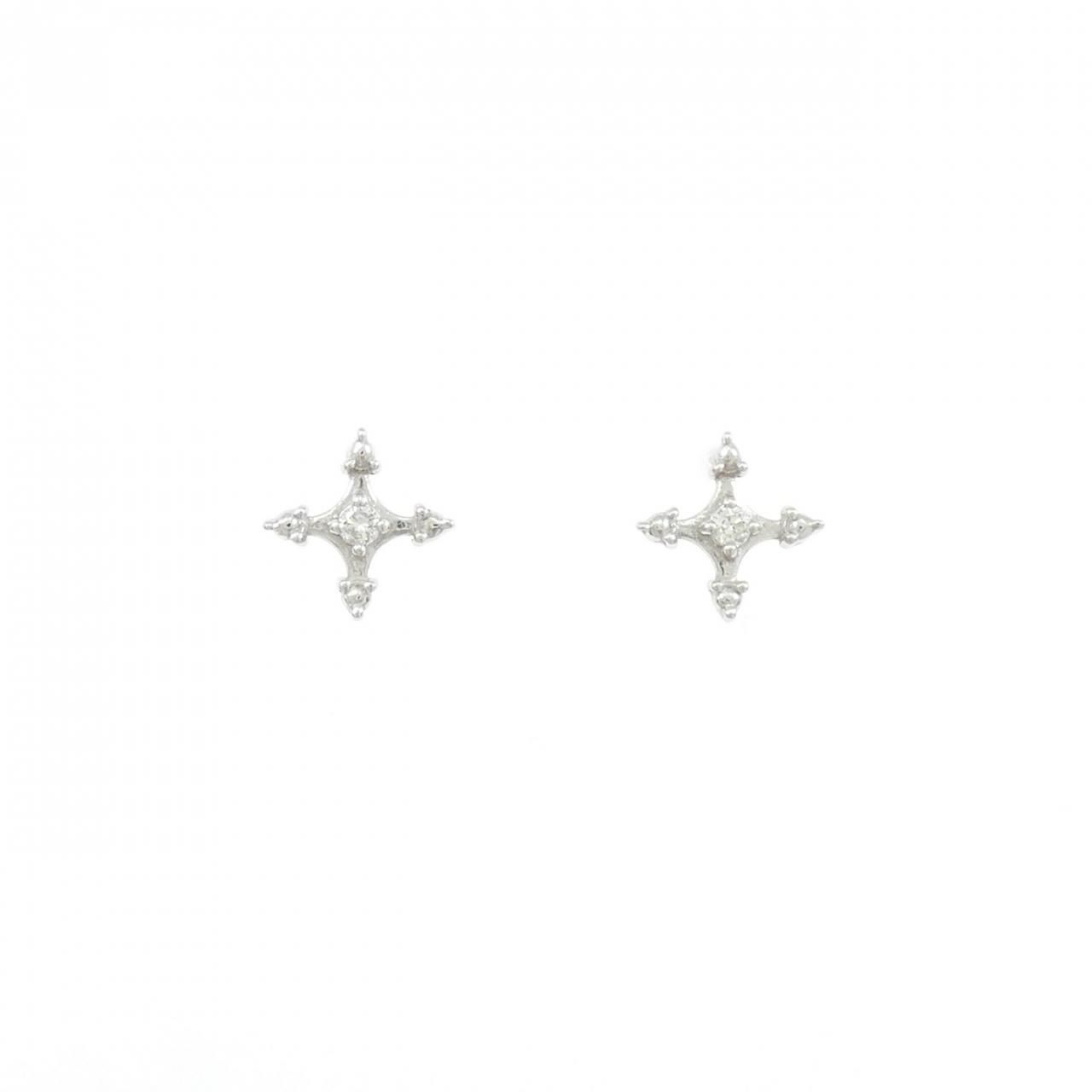 K18WG クロス ダイヤモンド ピアス 0.04CT
