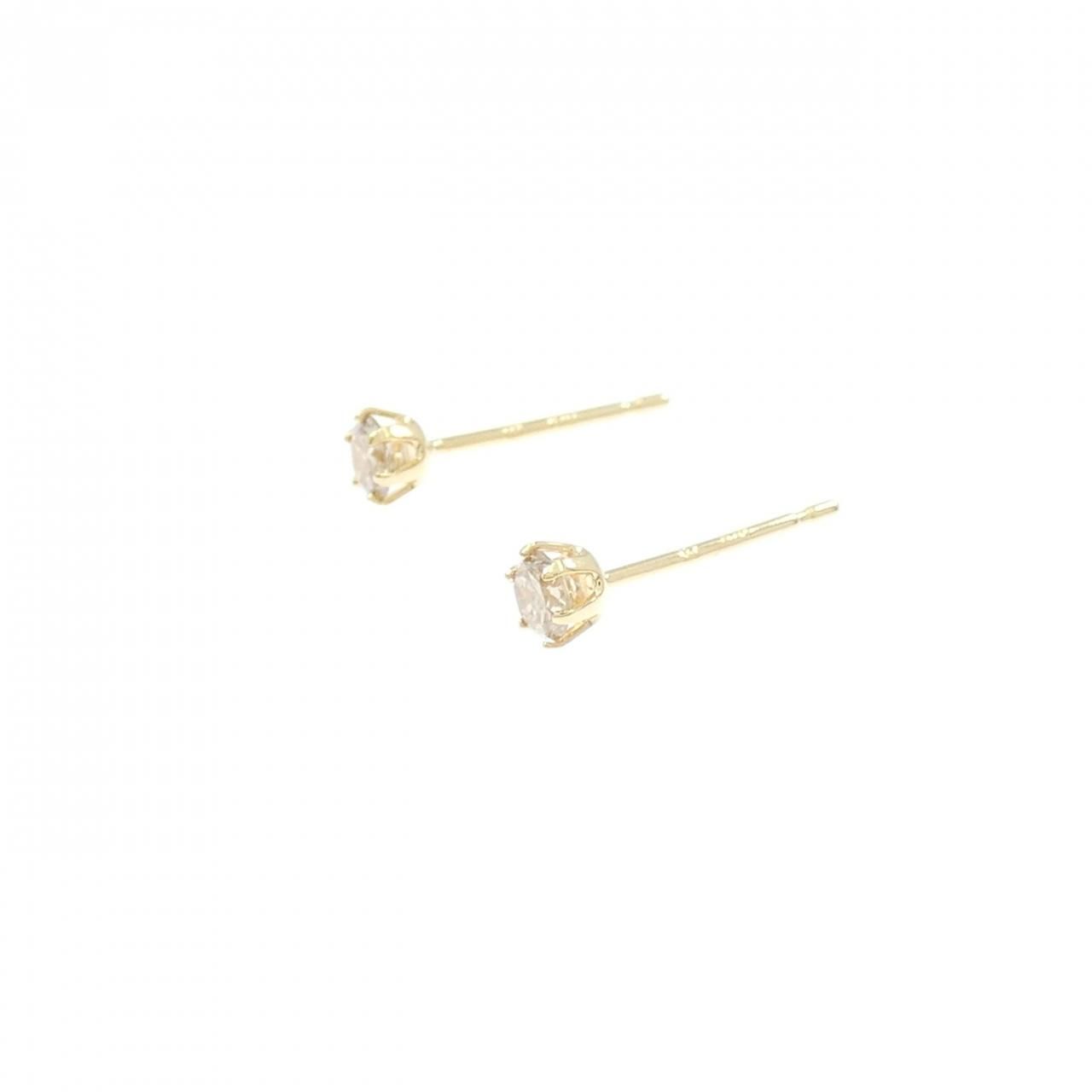 K 18 YG ソリティア ダイヤモンド ピアス 0.2 CT