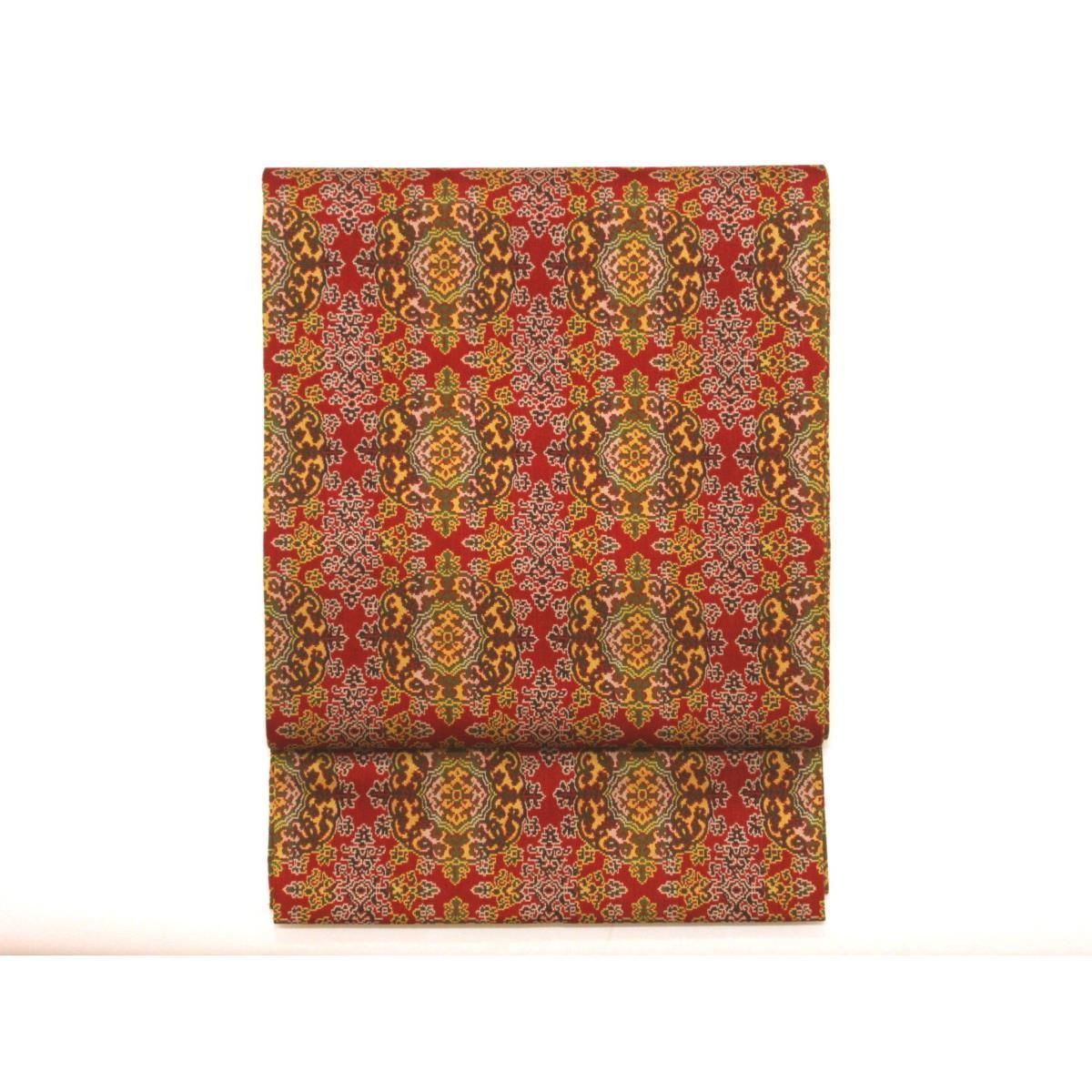 名古屋帯 開き名古屋 全通柄 軾天平唐花文錦 龍村美術織物