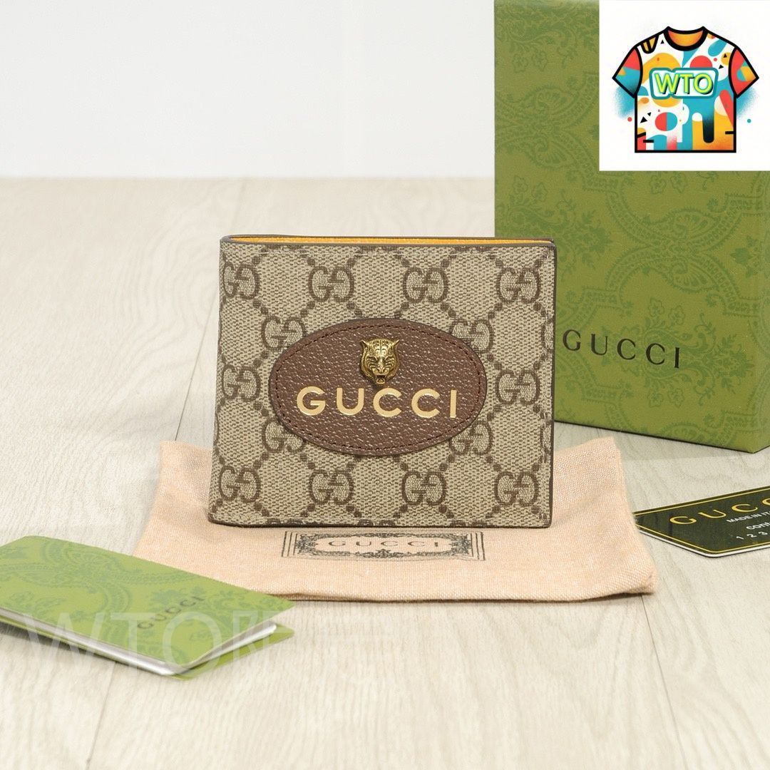 今日 Gucci グッチ クラシック短款二つ折り 輸入牛皮とPVCを使用 優れた手触りを実現-WTO輸入2
