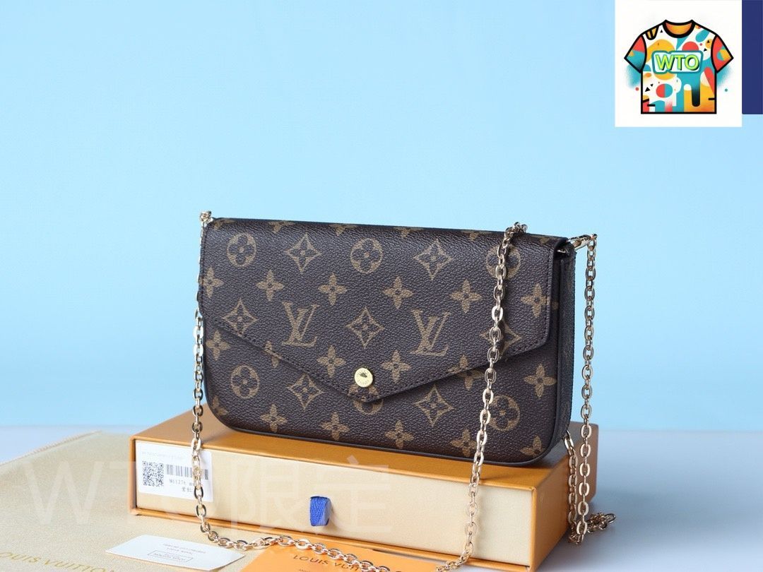 今日 Louis Vuitton ルイ ヴィトン フェリシー ハンドバッグ 二つの取り外し なポケットを備え 多用途に対応