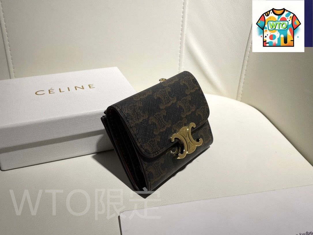 今日 Celine セリーヌ 凱旋門 ショート財布シリーズ 頭層の牛皮を使用-WTO輸入2