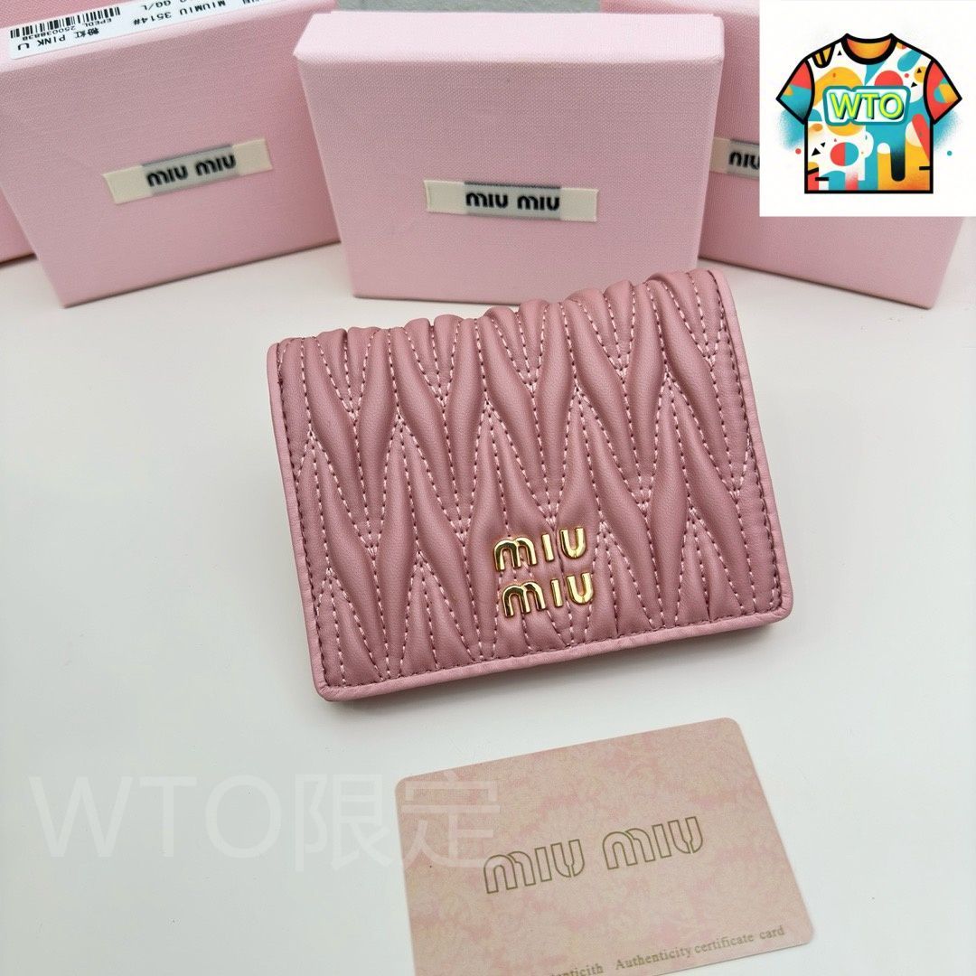 WTO通販 Miu ミューミュー クラシック提花押し込みデザイン財布 輸入小羊皮の細やかな柔らかさを特徴とする-WTO輸入-GMY 05